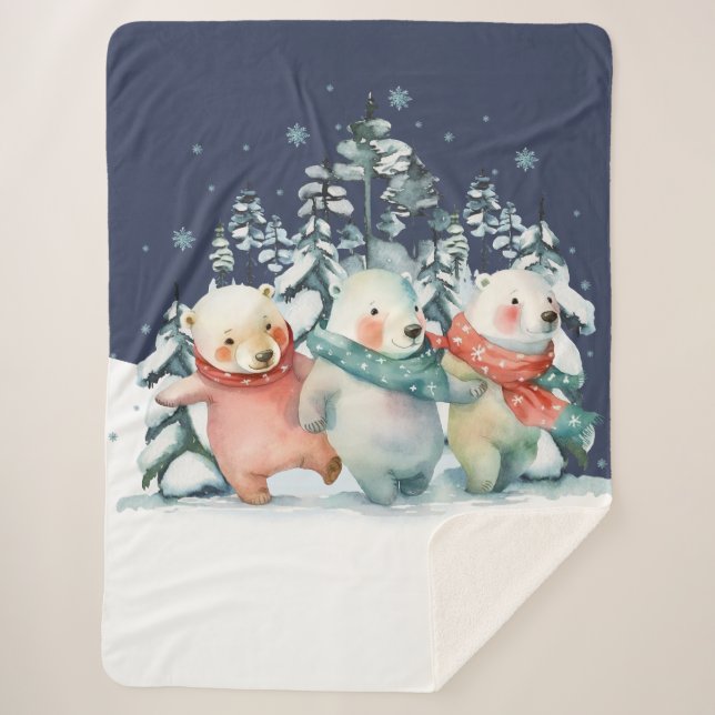 Manta Sherpa Aguas cortas y osos polares (Anverso)