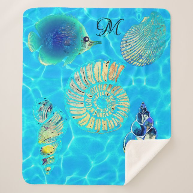 Manta Sherpa Aguas transparentes del mar Turquesa Aqua (Anverso)