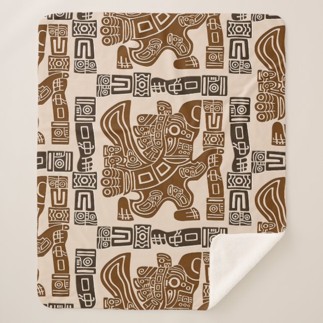 Manta Sherpa Águila azteca guerrera arte tribal antiguo (Anverso)