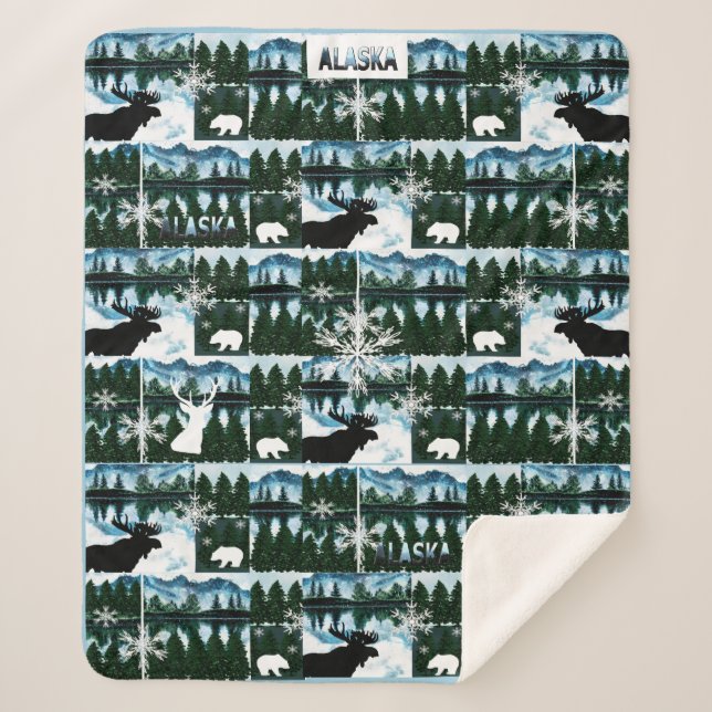 Manta Sherpa Alaska Watercolor Mountains Landscape Med (Anverso)