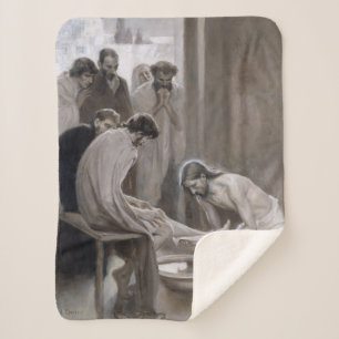 Manta Sherpa Albert Edelfelt - Jesús lavando pies de discípulos