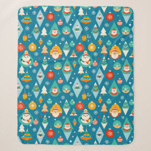 Manta Sherpa Alegre patrón navideño de invierno adorable sin fi