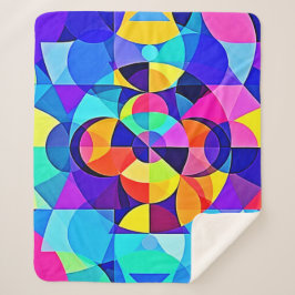 Manta Sherpa Alegría geométrica vibrante