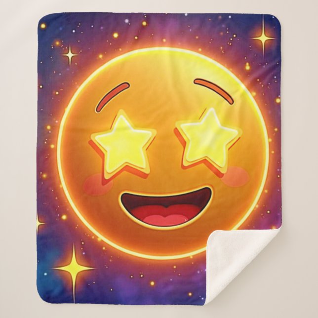 Manta Sherpa Alegría por la Emoji estrellada (Anverso)