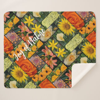 Manta Sherpa Alegría por la naturaleza Naranja flores amarillas