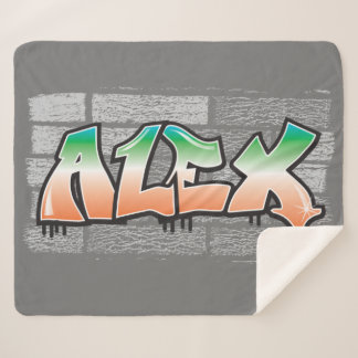 Manta Sherpa ALEX Su Nombre Graffiti Brick Wall Paint Splatt