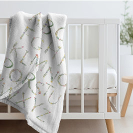 Manta Sherpa Alfabeto floral ABC Fleece Blanket