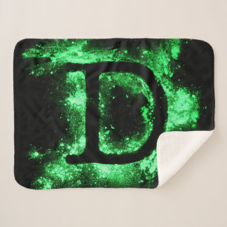 Manta Sherpa Alfabeto mayúscula verde letra D