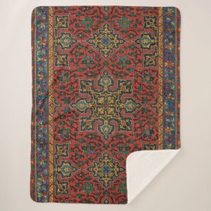 Manta Sherpa Alfombra de estilo clásico persa roja azul