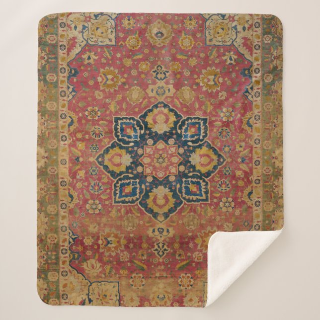 Manta Sherpa Alfombra de Kashan dorado rojo alfombra asiática p (Anverso)