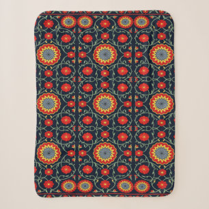 Manta Sherpa Alfombra floral vintage boho escarlata de arte pop