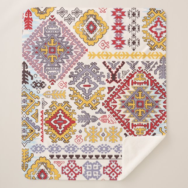 Manta Sherpa Alfombra india, paisley mandala, yoga (Anverso)