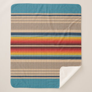 Manta Sherpa Alfombra Mexicana: Coloridas franjas sin costura.