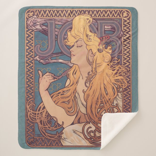 Manta Sherpa Alfonse Mucha Job Art Nouveau (Anverso)