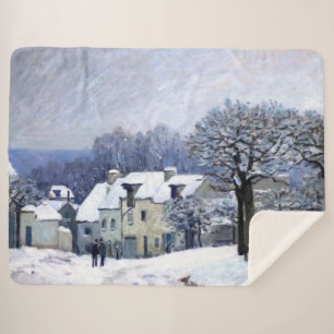 Manta Sherpa Alfred Sisley Place du Chenil en Marly, nieve