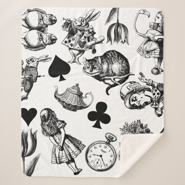 Manta Sherpa Alice White Rabbit Wonderland Classic (Anverso)