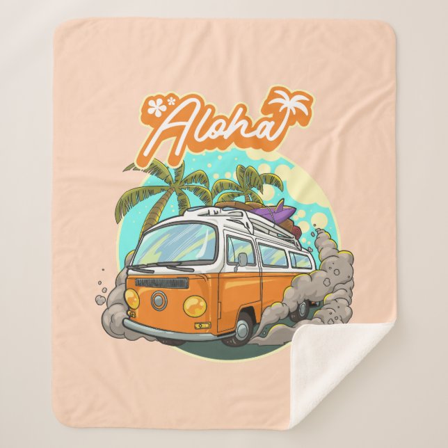 Manta Sherpa Aloha Retro Surf Van (Anverso)