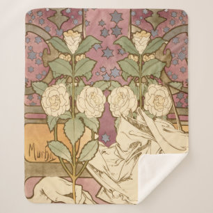 Manta Sherpa Alphonse Mucha Estrellas Elegantes Art Nouveau Cam
