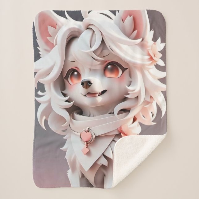 Manta Sherpa Aluminio Rosa Y Blanco Fluffy (Anverso)