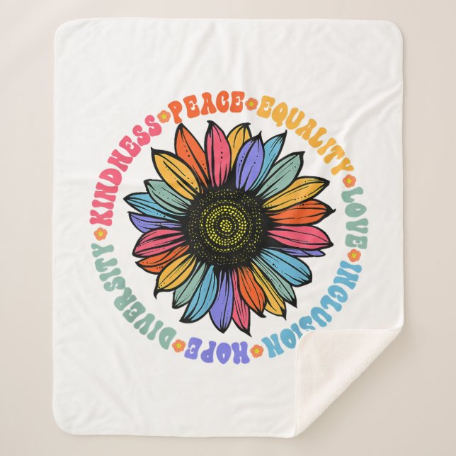 Manta Sherpa Amabilidad Paz Igualdad Amor Esperanza Diversidad  (Anverso)