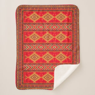 Manta Sherpa Amanecer marroquí: Elegancia geométrica de Boho