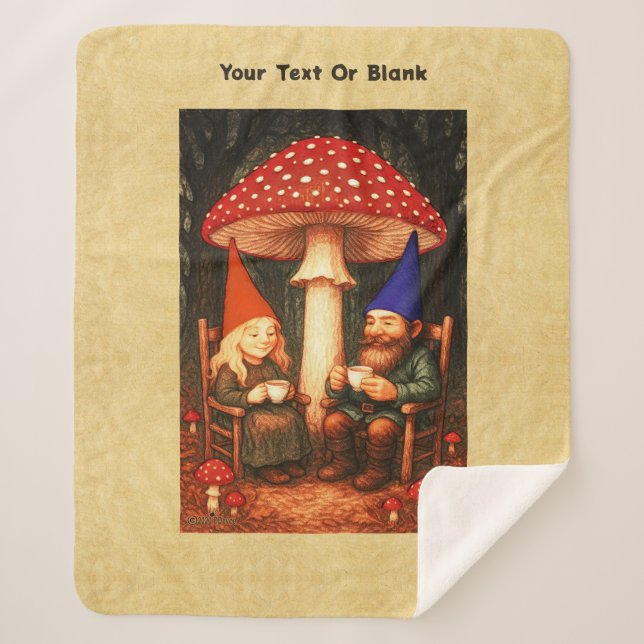 Manta Sherpa Amanita Mushroom y Gnomes (Anverso)