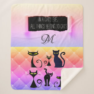 Manta Sherpa Amante del gato retro moderno y negrita