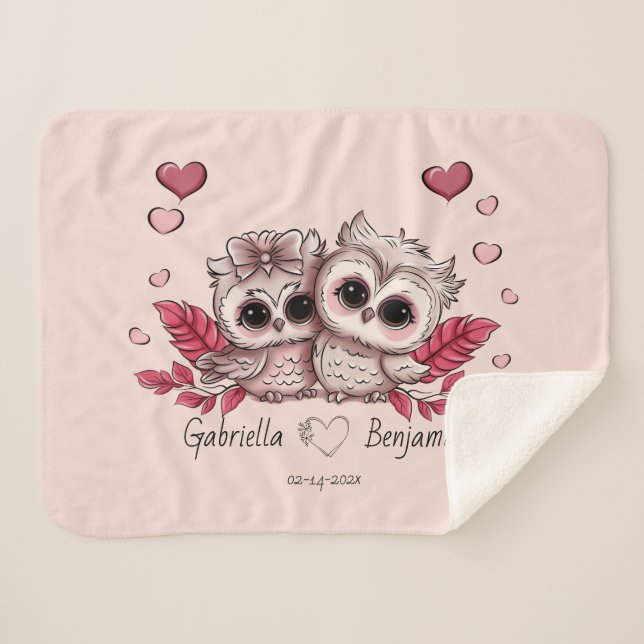 Manta Sherpa Amantes de la Personalizado cariñosa de San Valent (Anverso (horizontal))