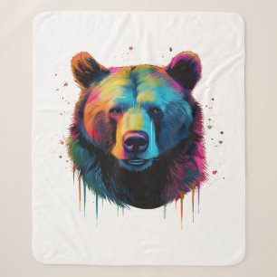 Manta Sherpa Amantes del oso pardo arte pop Gran oso pardo