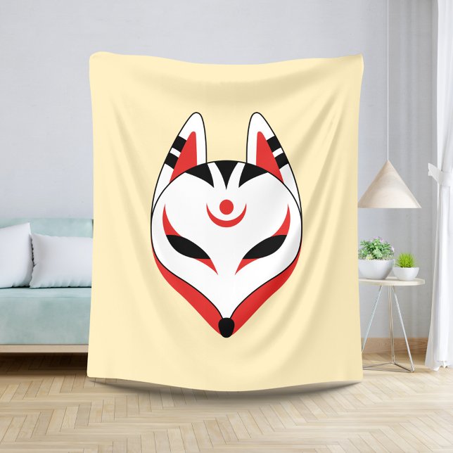 Manta Sherpa Amarillo de la máscara de la zorra kitsuní japones (Subido por el creador)
