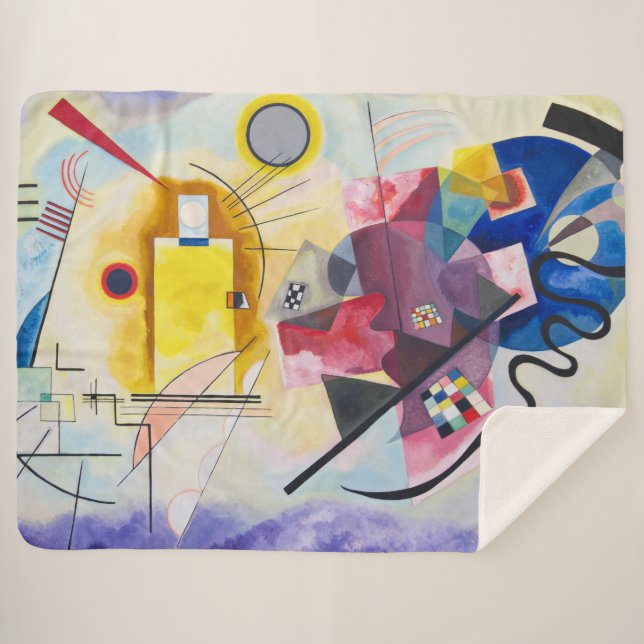 Manta Sherpa Amarillo-Rojo-Azul | Kandinsky | (Anverso (horizontal))