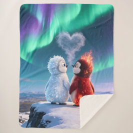 Manta Sherpa Amber & Frosty Aurora Magic Penguin Blanket