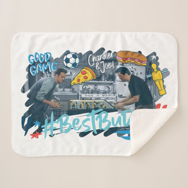 Manta Sherpa AMIGOS™ | Chandler & Joey - Mejores Buds (Anverso (horizontal))