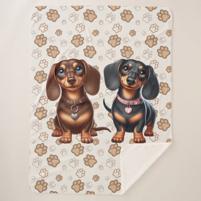 Manta Sherpa Amigos de Cute Dachshund (Anverso)