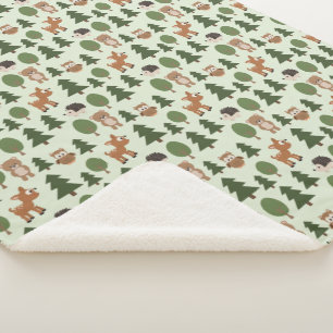 Manta Sherpa Amigos de Woodland Naturales Bebés Animales Árbole