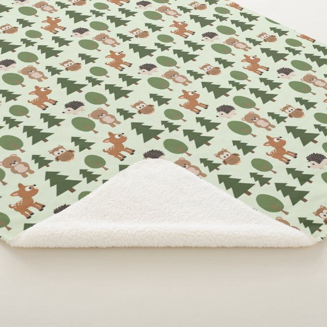 Manta Sherpa Amigos de Woodland Naturales Bebés Animales Árbole (3/4)