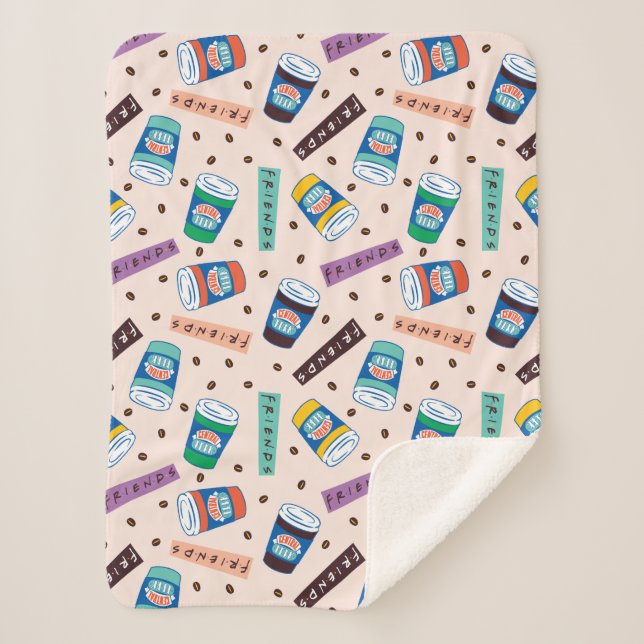 Manta Sherpa AMIGOS™ | Patrón de café vibrante de Perk central (Anverso)