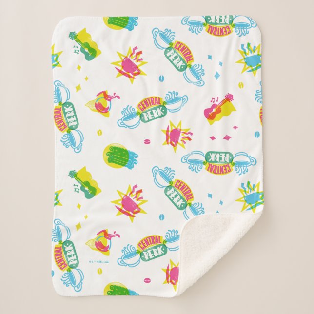 Manta Sherpa AMIGOS™ | Patrón de Neón de Perk Central (Anverso)