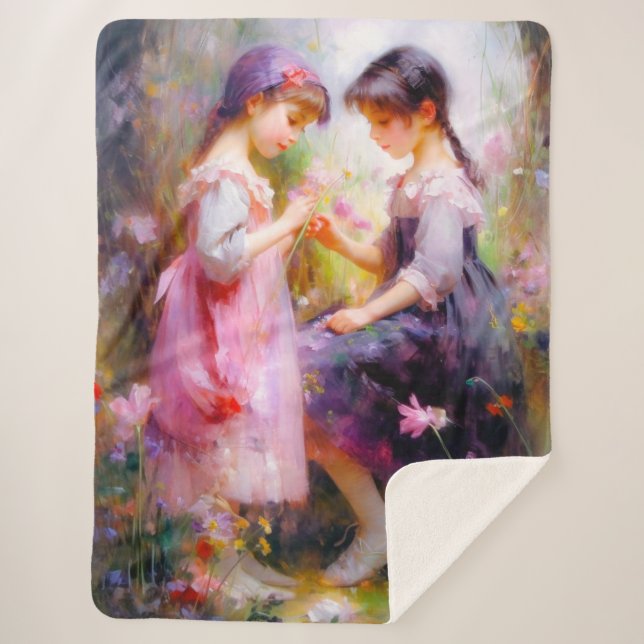 Manta Sherpa Amigos y flores (Anverso)