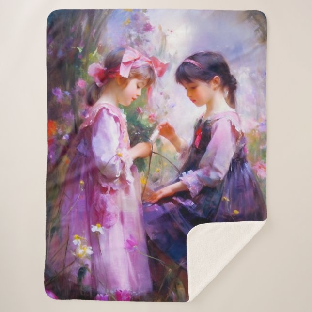 Manta Sherpa Amigos y flores 2 (Anverso)