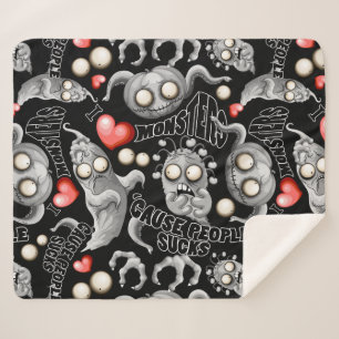 Manta Sherpa Amo a los monstruos porque la gente se acosa