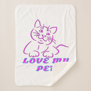MANTA SHERPA AMO A MI MASCOTA DE CUTE ROSA CAT