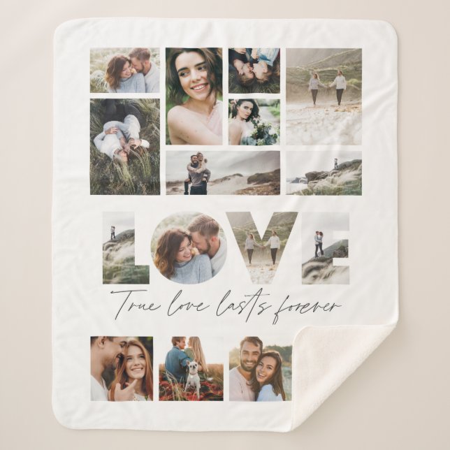 Manta Sherpa Amor 16 foto moderna mínima regalo personalizado (Anverso)