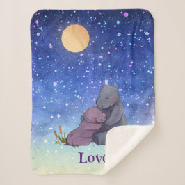 Manta Sherpa Amor, bebé Hippo y su madre