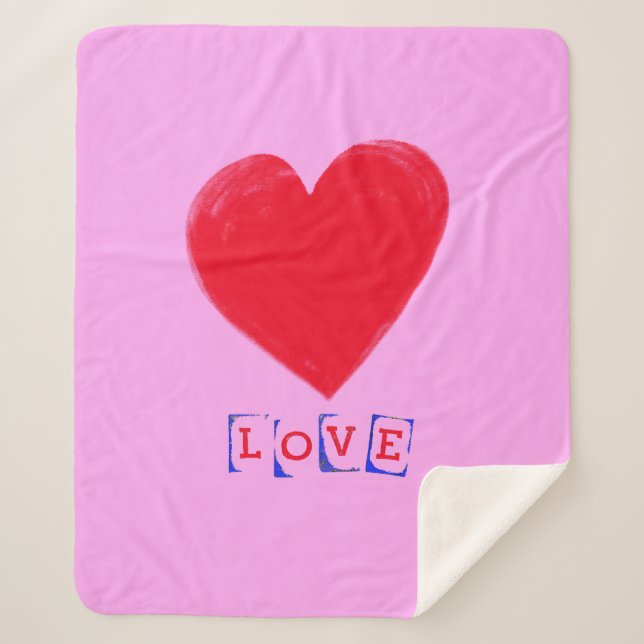 Manta Sherpa Amor con un regalo de San Valentín (Anverso)