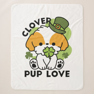 Manta Sherpa Amor de cachorro de trébol – Diseño de perro del d