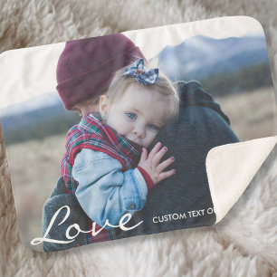 Manta Sherpa Amor moderno personalizado foto de encargo del