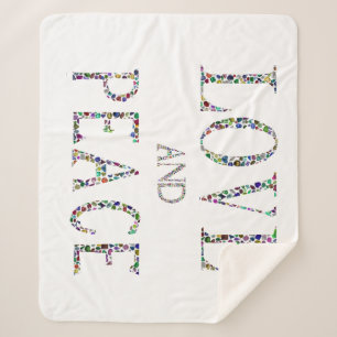 Manta Sherpa Amor y paz - Diseño de Letras Gemstone