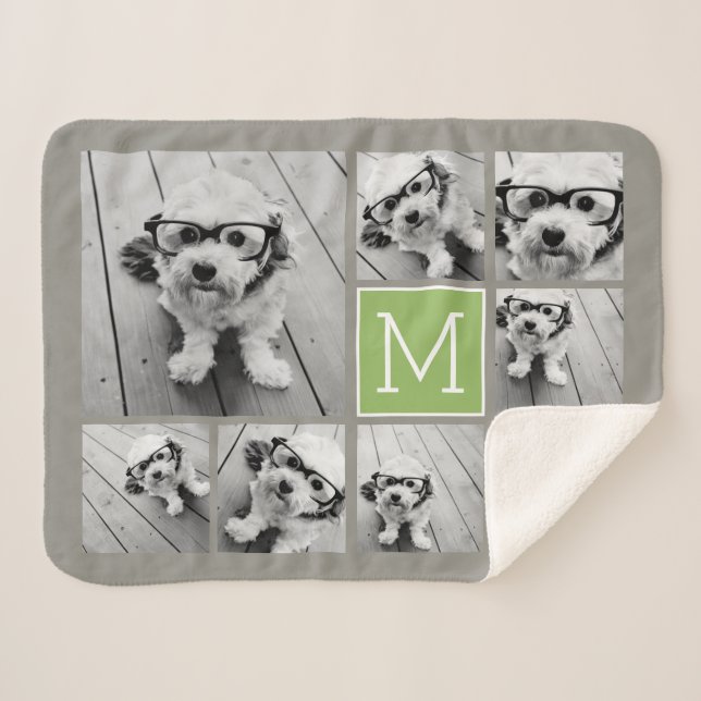 Manta Sherpa Añadir su propio Collage de fotos de 8 — PUEDE edi (Anverso (horizontal))