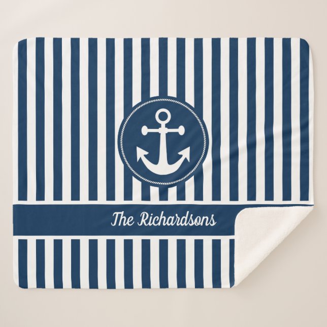 Manta Sherpa Anclaje náutico con franjas azules de la marina de (Anverso (horizontal))